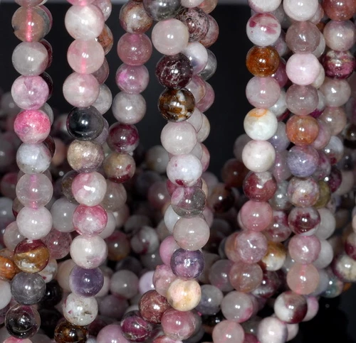 CUENTAS SUELTAS REDONDAS DE PIEDRAS PRECIOSAS DE TURMALINA DE 6 MM 15,5" - Imagen 3 de 4