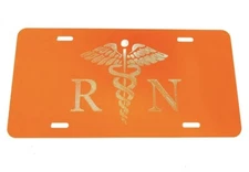 Registered Nurse RN 2 Diamond Etched Engraved Org License Plate Tag Nice RN Gift