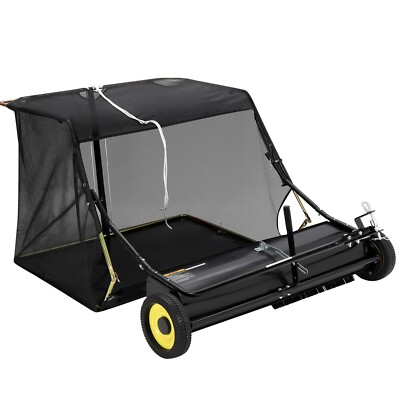 #ad Tow Behind Lawn Sweeper 50 inch Pull Behind Grass Sweeper Yard Leaf Collector $299.00