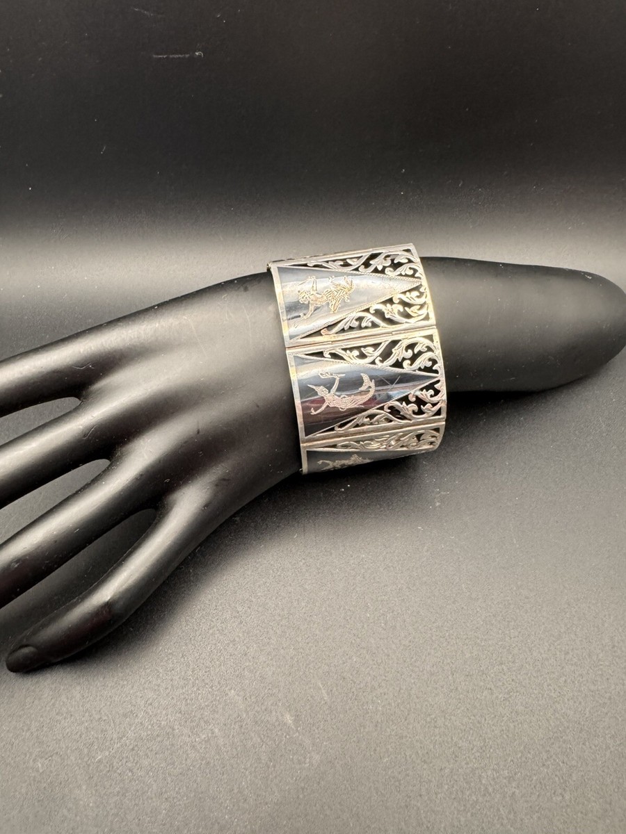 【美品】アンティーク シルバー バングル ブレスレットSIAM STERLING Large Vintage Siam Sterling Silver Bracelet | eBay