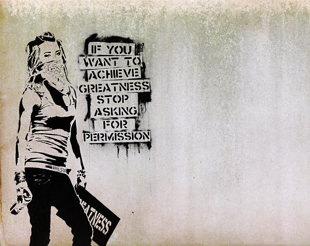 banksy 支援 BANKSY STOP ASKING PERMISSION GRAFFITI FANTASY GICLEE PRINT FINE