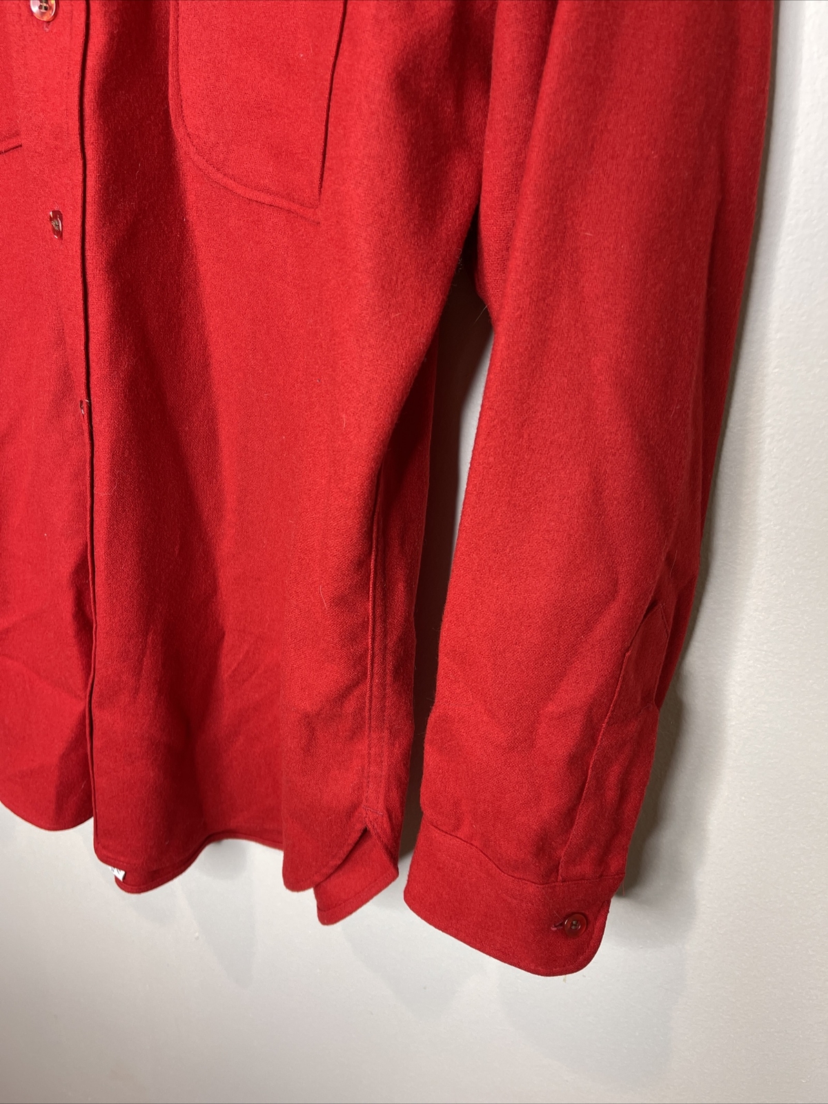 Mens Vintage Pendleton Solid Red Wool Long Sleeve… - image 5