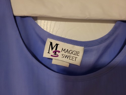 Maggie Sweet Womens Purple Dress 90s Sleeveless Size Large Polyester Side Slits - Picture 2 of 4
