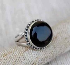 Black Onyx Gemstone 925 Sterling Silver Handmade Statement Ring All Size R258