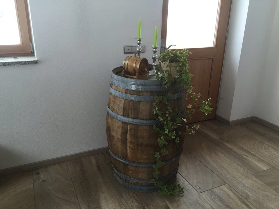 Holzfass Stehtisch gebrauchtes Weinfaß Tischfaß 225L Barriquefaß Eichenfaß Tisch - Bild 3 von 4