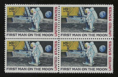 APOLLO 11 - FIRST MAN ON THE MOON - 4 ORIGINAL 1969 U.S. POSTAGE STAMPS - MINT