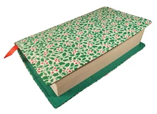 New Standard Paperback Book Cover, Cheerful Holly Green & Red Berry Print Fabric