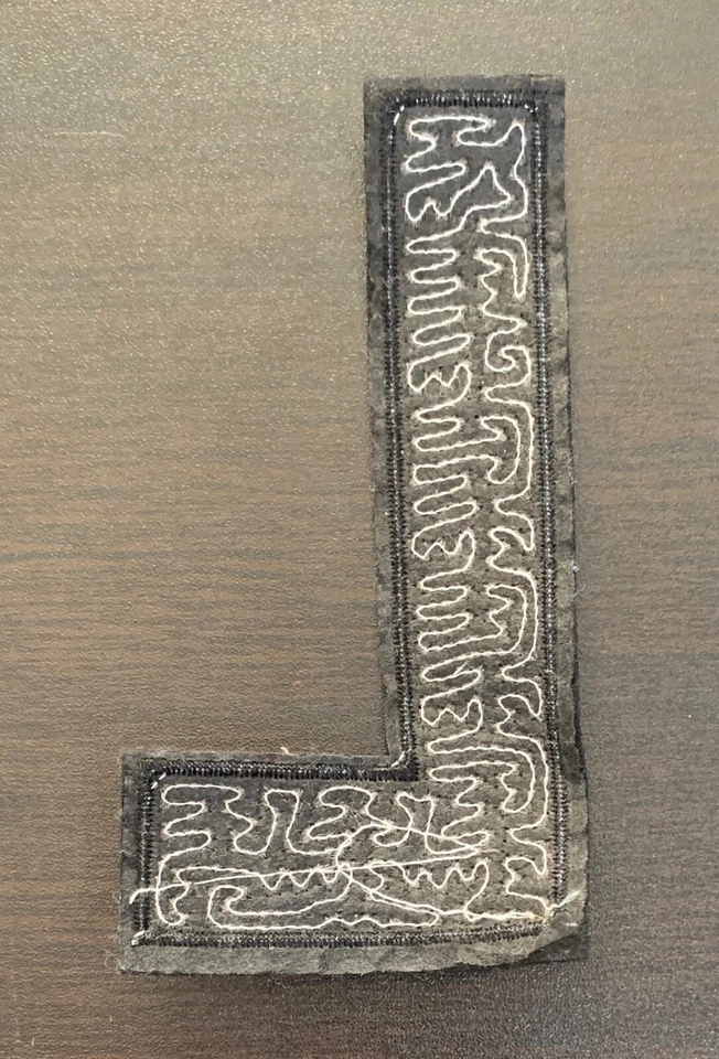 Large Letter L Black Sequin Sew On Patch - Image 2 of 3