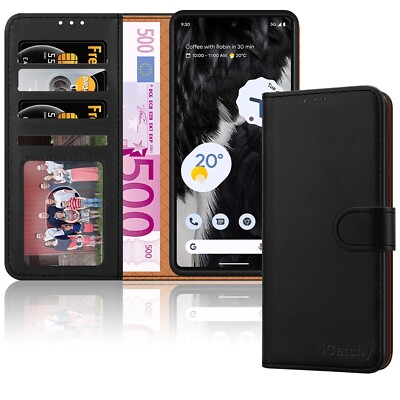 Für Google Pixel 7a Handyhülle Leder Wallet RFID Blcking Ständer Cover