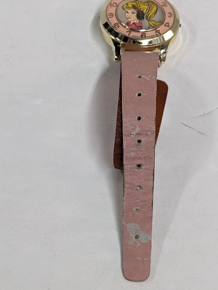 1963 Vintage Barbie Face Swiss Watch w Original Pink Band