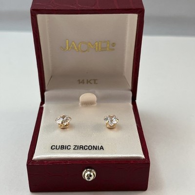 JCM Jacmel 14K Yellow Gold 7 MM CZ Stud Earrings