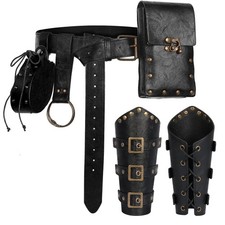 Renaissance Belt Pouch Set    Medieval Viking Pirate Leather Belt Pouch     Br...