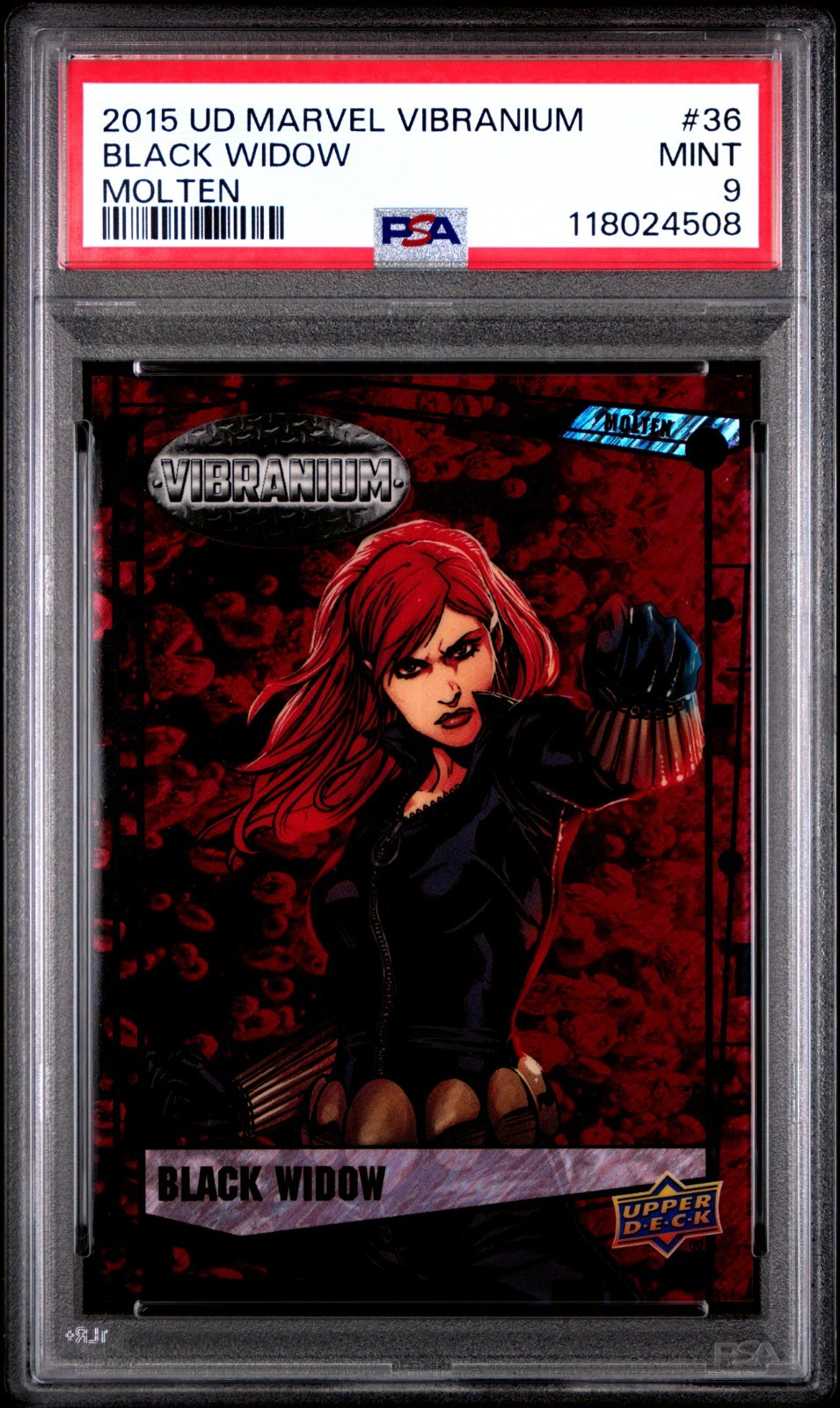 PSA 9 - 2015 Upper Deck Marvel Vibranium - Black Widow #36 - Molten /299