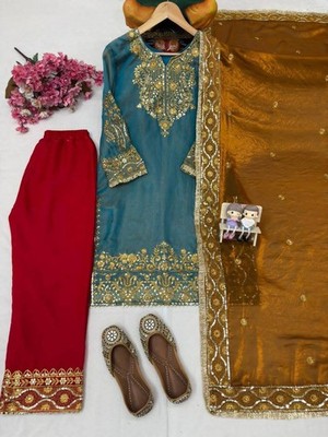 INDIAN SALWAR KAMEEZ PAKISTANI WEDDING PARTY DRESS WEAR BOLLYWOOD SUIT Palazzo