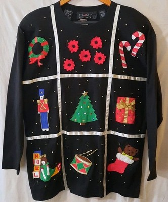 Vintage Chaus Sport NWT Christmas Sweater 3D Elements Metalic Accents Size L