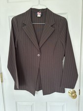 Brown Button Blazer Jacket with Gold Stripes