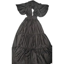 Shein Black XL Tiered Maxi Dress with Cutout back and Flutter Sleeves
