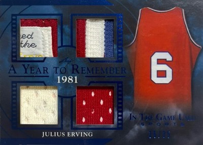 2020 Leaf ITGU a Year to Remember Blue Julius Erving Laundry Tag/Quad Patch /35