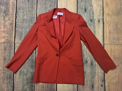 Reiss Celia Tailored Fit Wool Blend Single Breasted Blazer, Orange - Size 2