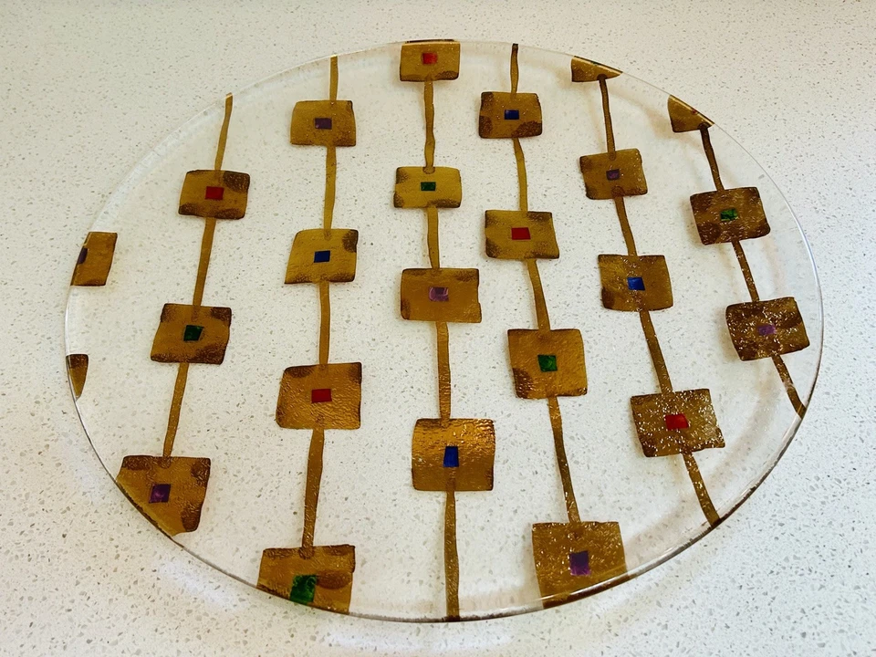 Caja y barril 14" hoja de oro arte vidrio pieza central placa - Italia - moderno  Foto 4 de 4