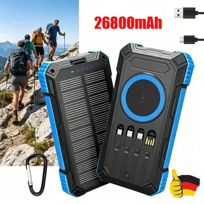 Solar Powerbank 26800mAh Solar Ladegerät mit Solarpanel Externes Akku Power Bank