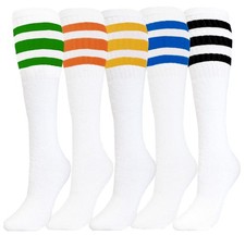 5 PAIRS DIFFEREN COLORS SPORTS TUBE SOCKS 22 INCHES OLD SCHOOL LONG SOCKS COTTON