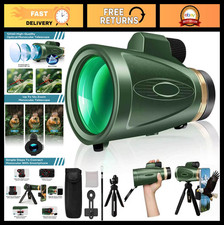 High Power 12X60 Monocular Telescope with Smartphone Adapter Tripod - BAK4 Pri