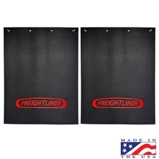 Freightliner Trucks 24" x 30" Black & RED Poly-Rubber Semi Truck Mud Flaps-Pair