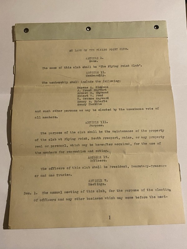 Flying Point Club By-Laws & Freeport, Maine Plan Blueprint Document (1909/1919)