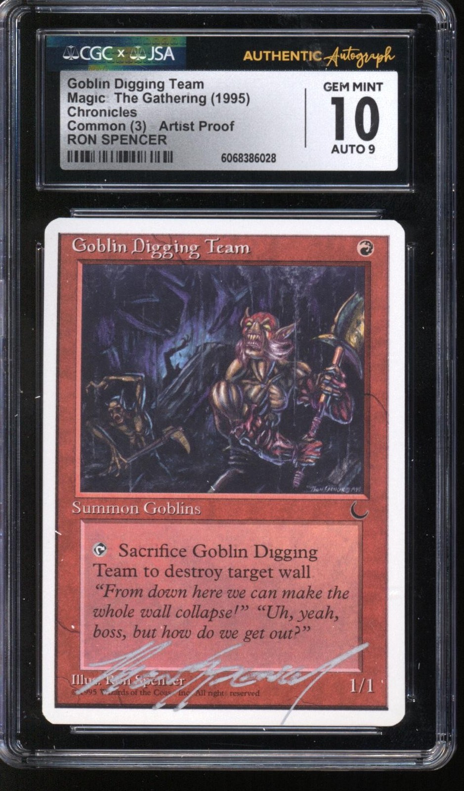 Goblin Digging Team Artist Proof (1995 Chronicles) Ron Spencer – CGC 10 / Auto 9