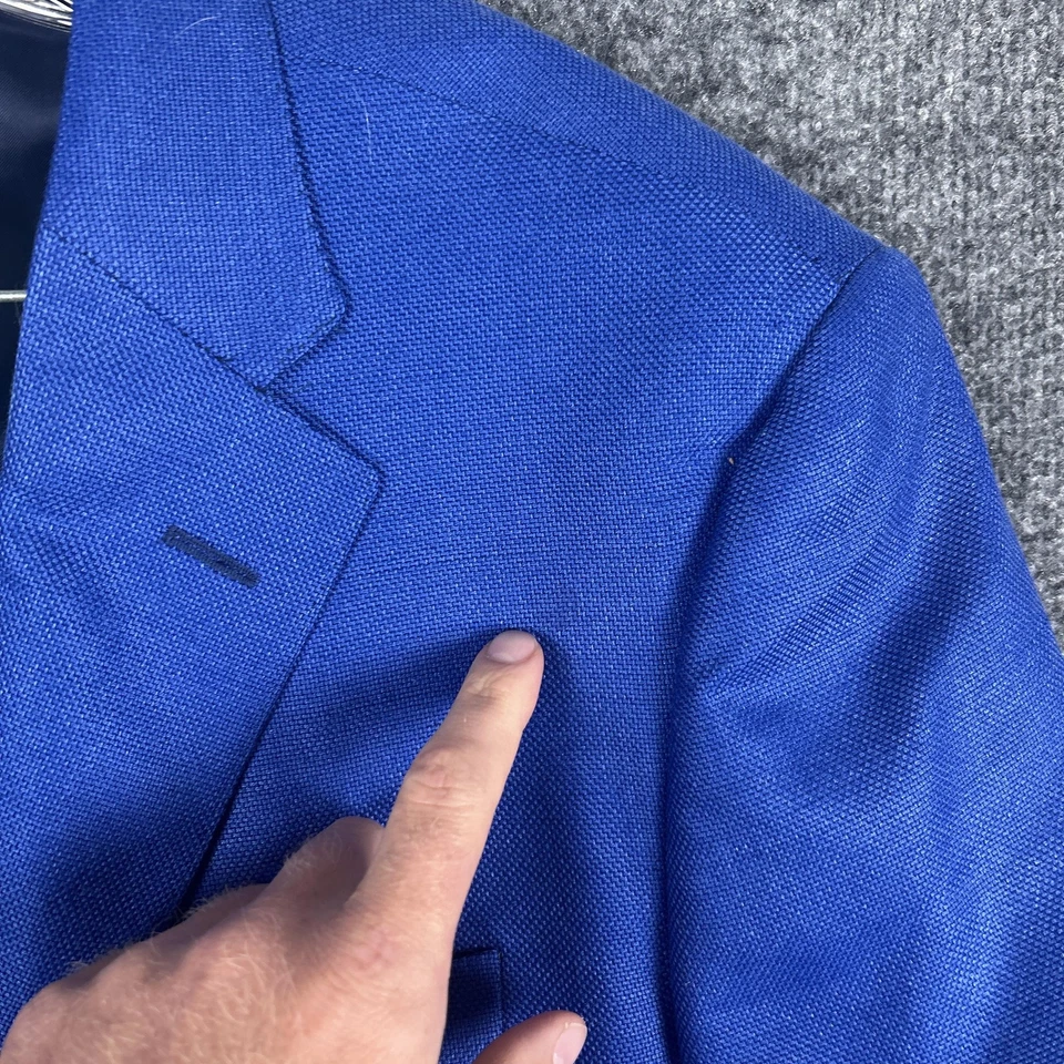 Blazer Samuelsohn Para Hombres 46 Regular Azul Lana A dos aguas Seda Abrigo Deportivo Dos Botones Foto 4 de 4