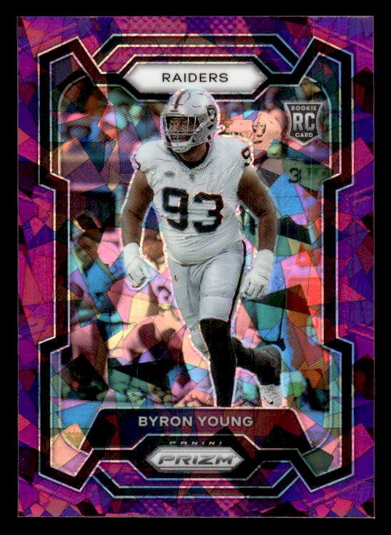 Byron Young 2023 Panini Prizm Purple Ice #/225 #355 Las Vegas Raiders ESE