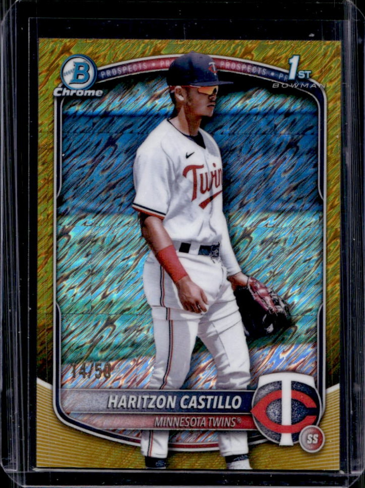 2025 Bowman Chrome Haritzon Castillo Gold Shimmer Refractor 1st Prospect #14/50