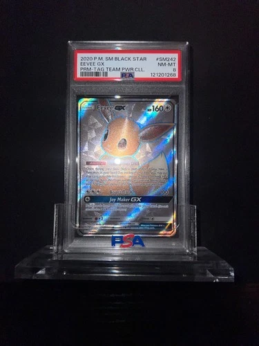 PSA 8 EEVEE GX SM242 BLACK STAR PROMO TAG TEAM POWER COLLECT. SUN & MOON POKEMON