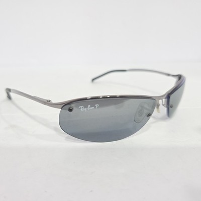 Ray-Ban Top Bar Silver Oval Polarized Sunglasses rb3179 63-15 VG Condition