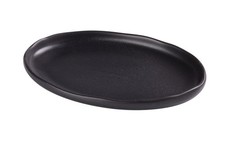 Yanco China NB-212 Noble Black Porcelain 12.5" x 8.25" Oval Rolled Edge Plate