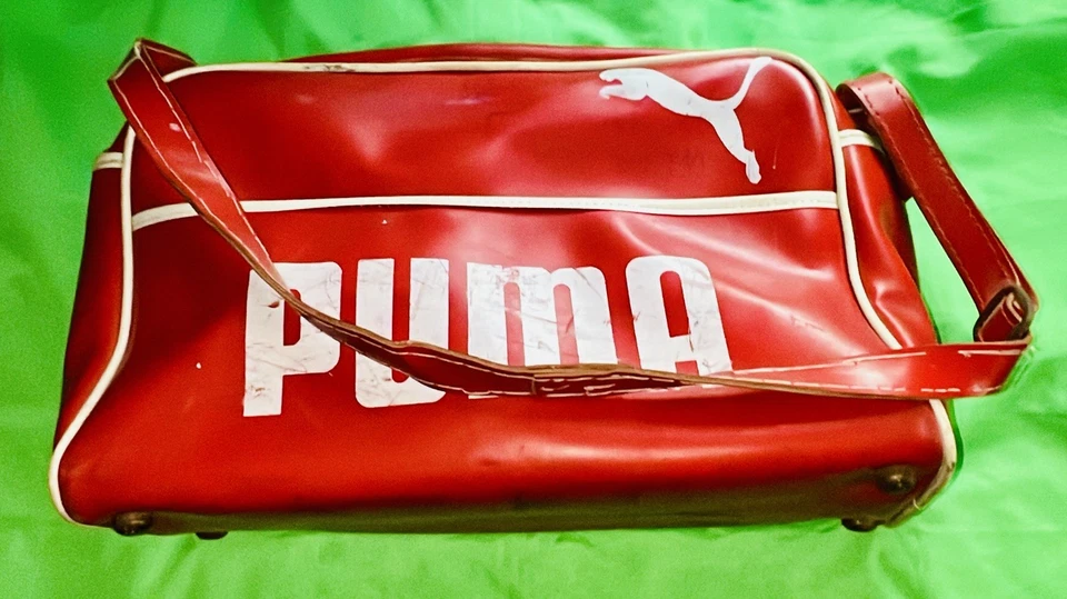 Bolso Mensajero Puma Rojo X Blanco Ribete Vintage Retro Bolso Mensajero Foto 4 de 4