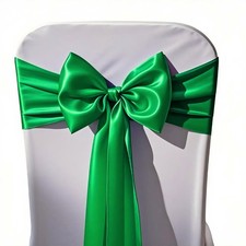 Satin Green Chair Sashes Bows 7x108 Inches Ties for Wedding Party 50 Pack