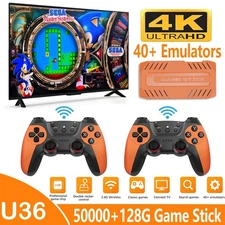 U36 128GB Video Games Stick Retro Game Console 50000 4K HD 2Wireless Controller