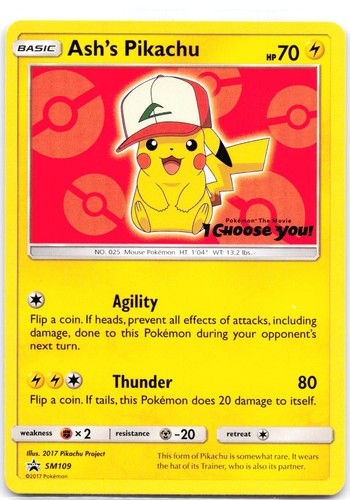 Ash's Pikachu SM109 Sun & Moon Promo LP