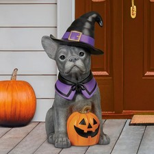 26" Halloween Frenchie Dog Greeter Hand Painted Resin Covered Outdoor
