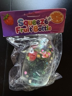 New Squeeze Fruit Bottle Squishy Toy Charms Inside 3+ Gel Squeeze Fidget Tactile