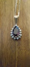 Custom made Garnet and diamond pendant neclace