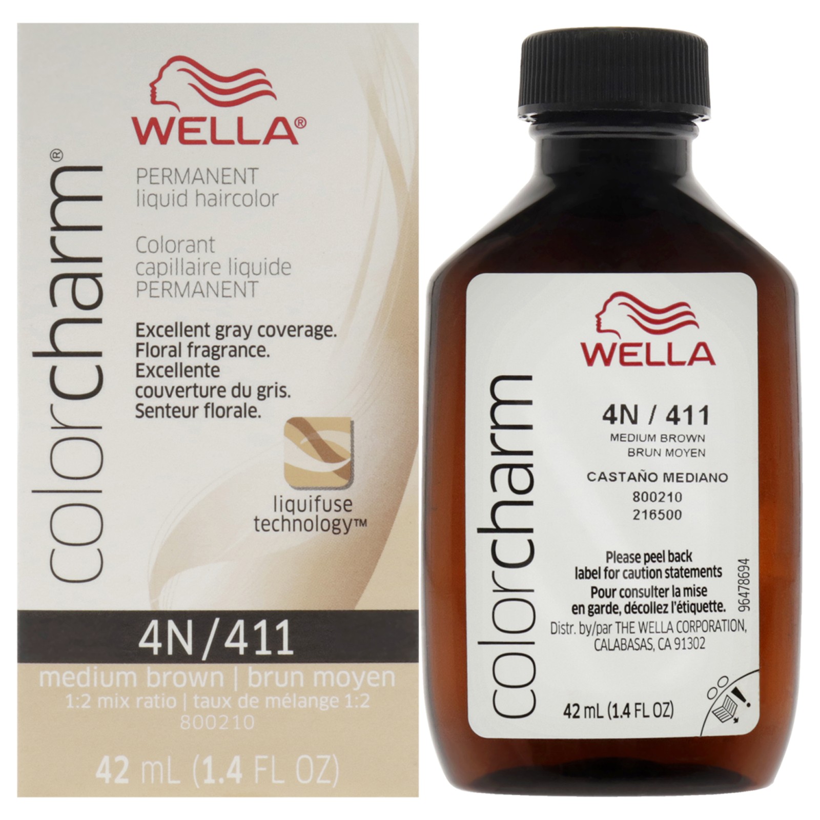 Charm Permanent Liquid Hair Color-411 4n Medium Brown By Wel