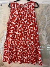 EUC! LOFT Shirt Dress Women’s Sz XL Red/Orange Floral Geometric Preppy Colorful