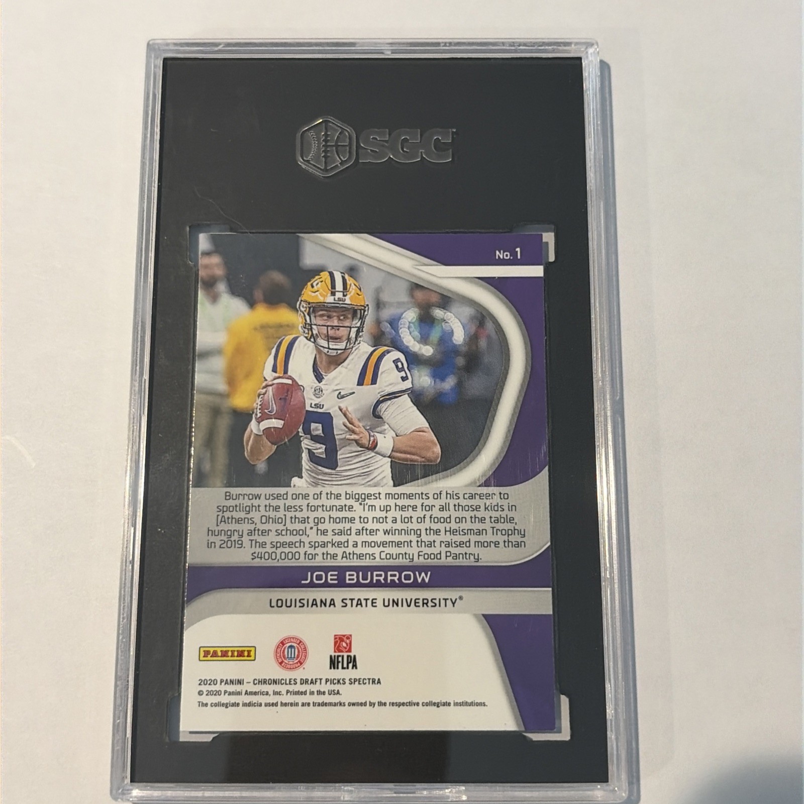 2020 PANINI CHRONICLES DP SPECTRA JOE BURROW PSA 9 RC GEM MINT BENGALS ROOKIE view 2