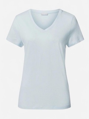 BNWT HANRO Sleep & Lounge V-neck T-shirt delicate blue size S (AU 8)