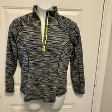 Avalanche Women s Sz Large Pullover Shirt 1/4 Zip Space Dye Sweatshirt Black