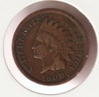 US Rare Old West 1908 Indian Head Penny Coin American Collection Shield Cent USA