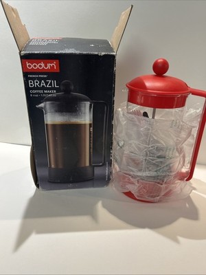 BODUM  THE ORIGINAL FRENCH PRESS BRAZIL COFFEEMAKER 8 CUP RED COLOR PORTUGAL